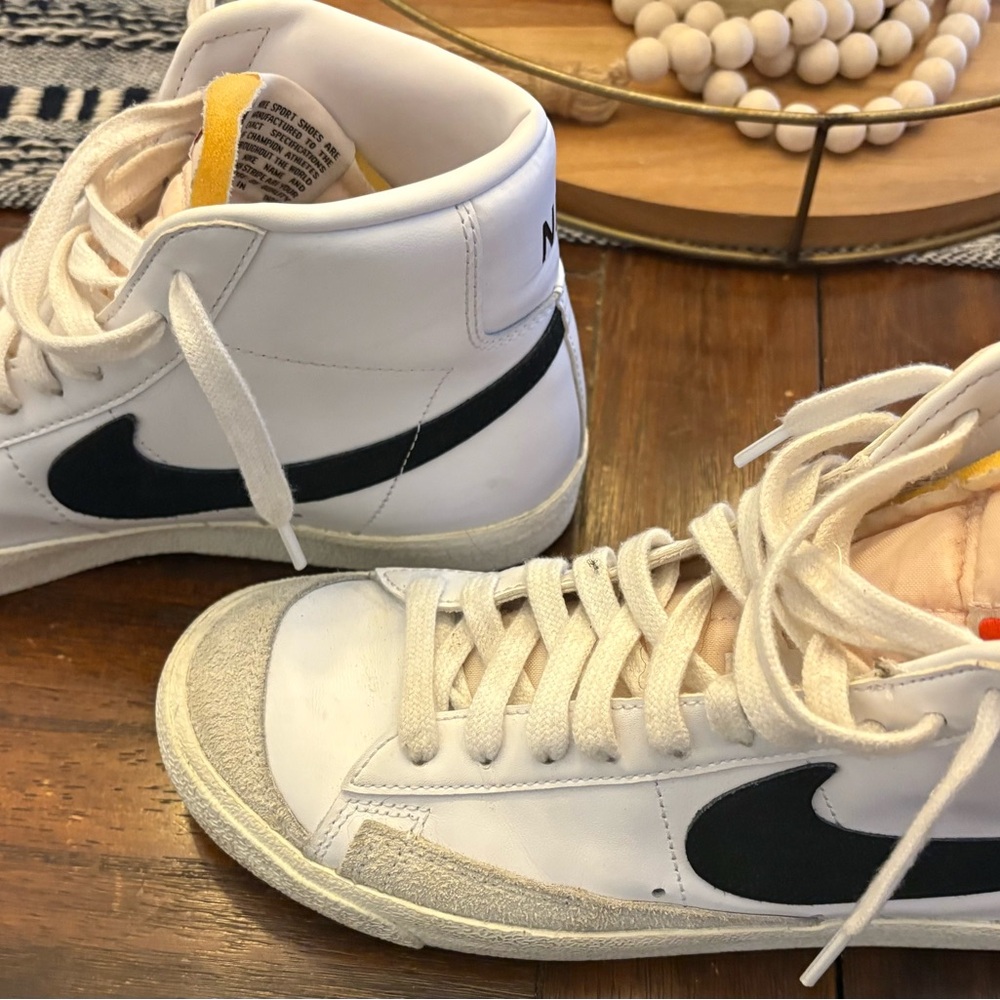 Nike White and Black High-Top Sneakers